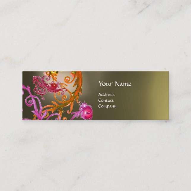 Carte De Visite Mini BERRIES ROUGES SWIRLS GEMSTONE gris rouge (Devant)