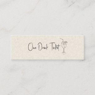 Carte De Visite Mini Billet boisson, Linge Beige