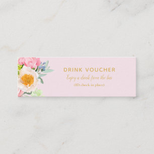 Carte De Visite Mini Billet coupe Rose floral pour bar