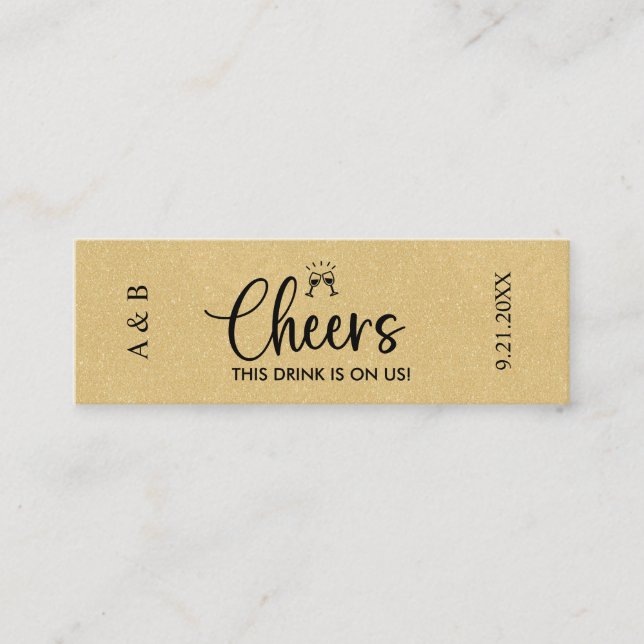 Carte De Visite Mini Billet de billet Gold Mariage Drink (Devant)