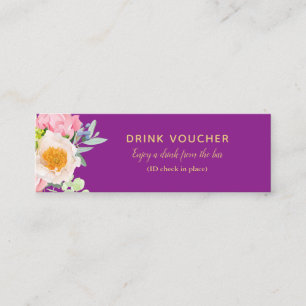 Carte De Visite Mini Billet Floral Royal Purple Drink pour Bar