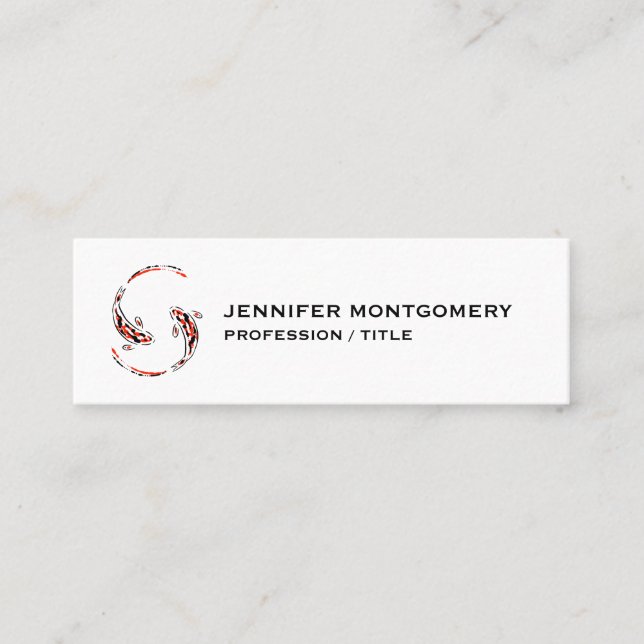 Carte De Visite Mini Black & Red Japanese Koi Fish Artistic (Devant)