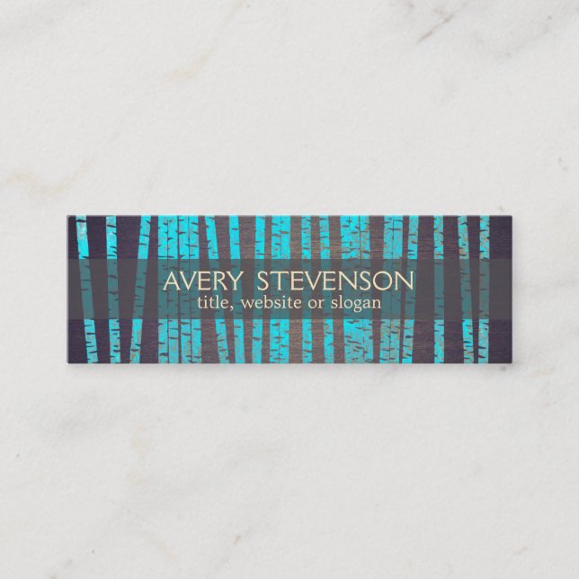 Carte De Visite Mini Bleu Turquoise Bambou Nature Spa Santé Bois (Devant)