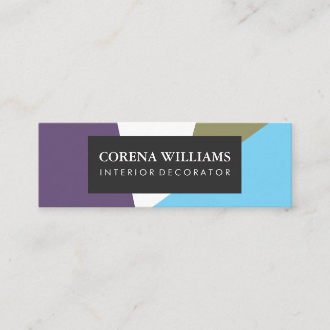 Carte De Visite Mini Blocs de couleur Cool géométrique élégant (Devant)