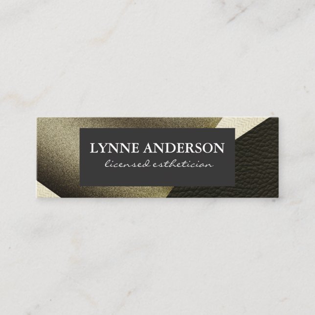 Carte De Visite Mini Blocs de couleurs massives géométriques en cuir or (Devant)