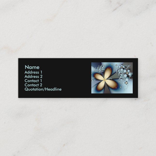Carte De Visite Mini Blue Gold Cute Abstrait Floral (Devant)