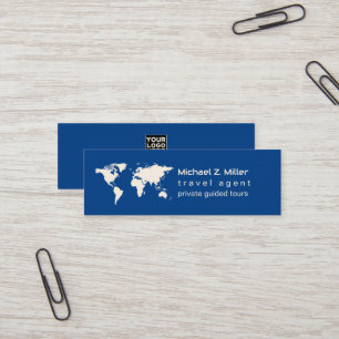 Carte De Visite Mini Blue Modern Travel Agent Tour Aventures