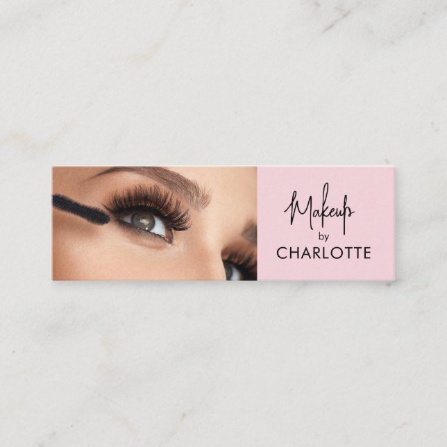 Carte De Visite Mini Blush Pink Black Script Photo Makeup  (Devant)