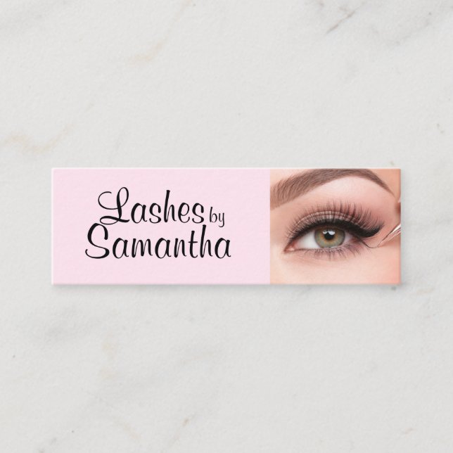 Carte De Visite Mini Blush Pink Black Script Photo Makeup (Devant)