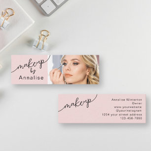 Carte De Visite Mini Blush Rose Noir Écriture Photo Maquillage Mini