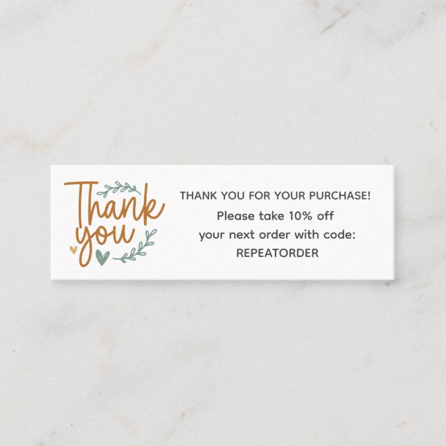 Carte De Visite Mini Boho script handwriting thank you logo (Devant)