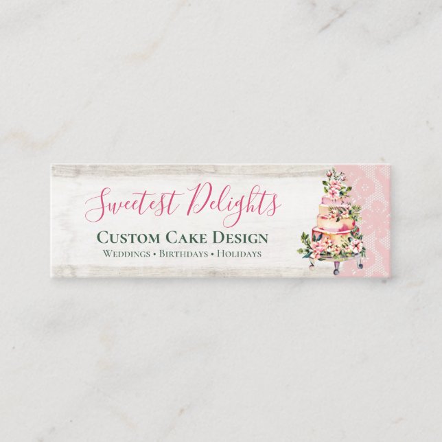 Carte De Visite Mini Bois rustique Aquarelle Florale Mariage boulangeri (Devant)