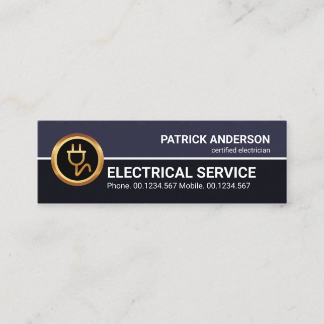 Carte De Visite Mini Bouchon d'alimentation en or Retro Blue Layers Pro (Devant)