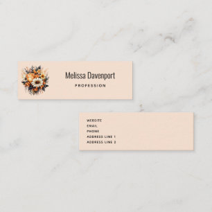 Carte De Visite Mini Bouquet de fleurs gris-jaune orange