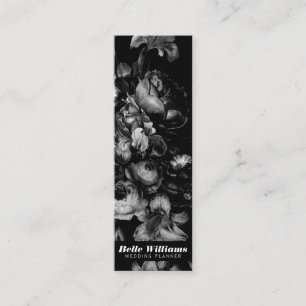 Carte De Visite Mini Bouquet floral vintage de fleurs noires simples