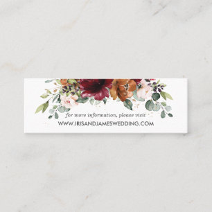 Carte De Visite Mini Bourgogne Orange Floral Mariage Website Card Mini
