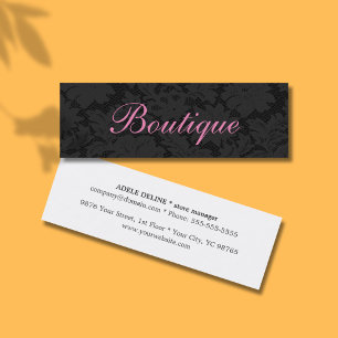 Carte De Visite Mini Boutique unique chic gris foncé dentelle rose