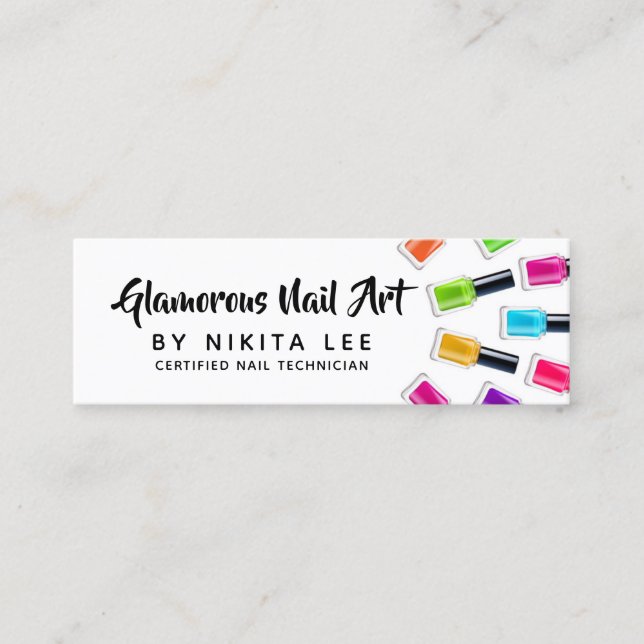 Carte De Visite Mini Bright Rainbow Nail Art Tech Salon Social Media (Devant)