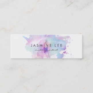 Carte De Visite Mini budget moderne chic de bleu d'aquarelle de