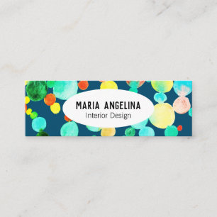 Carte De Visite Mini Bulles Aquarelle Points & Points Cercles Bleu Vert