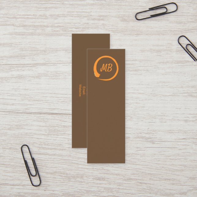Carte De Visite Mini Businesscards verticaux de zen de monogramme dans (Devant/Arrière en situation)