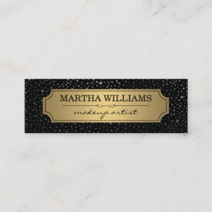 Carte De Visite Mini Cadre Or avec points métalliques Motif Noir