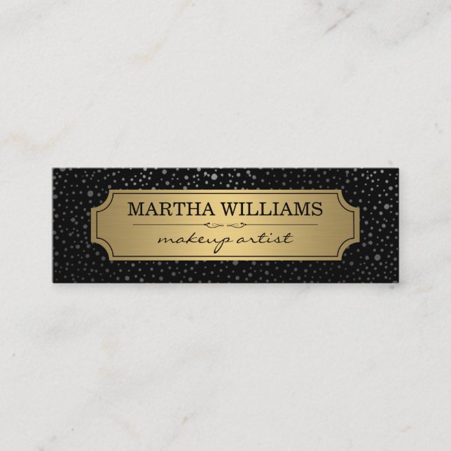 Carte De Visite Mini Cadre Or avec points métalliques Motif Noir (Devant)