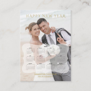 Carte De Visite Mini calendrier photo pour mariée et mariée élégan