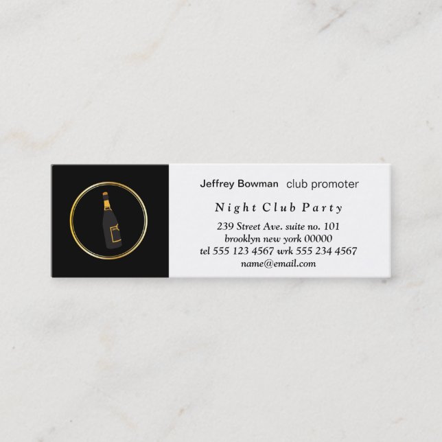 Carte De Visite Mini Champagne Black Gold Ring (Devant)