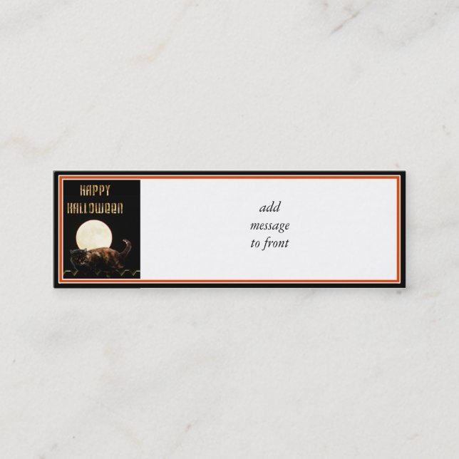 Carte De Visite Mini Chat d'Halloween Lune (Devant)