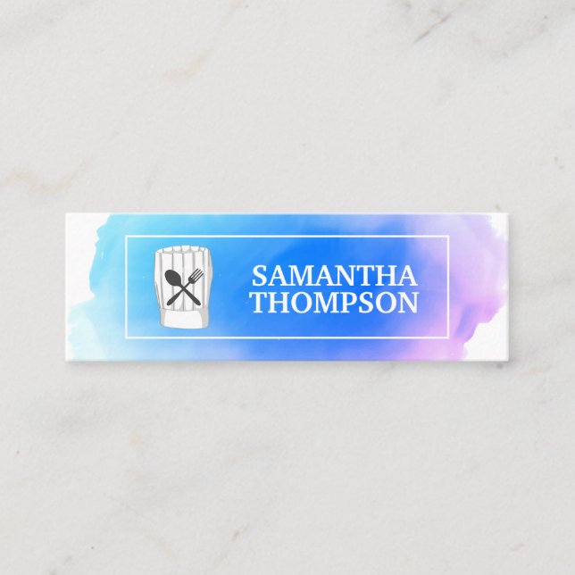 Carte De Visite Mini Chef créatif | Ustensiles de Cuisine Aquarelle (Devant)