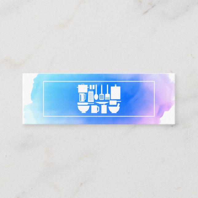 Carte De Visite Mini Chef créatif | Ustensiles de cuisine Aquarelle (Devant)