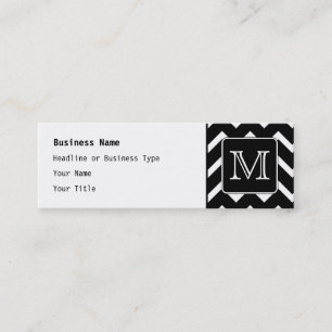 Carte De Visite Mini Chevron noir et blanc avec le monogramme fait sur