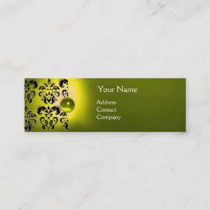 Carte De Visite Mini CHIC DAMASK GEM MONOGRAS jaune