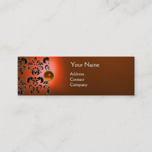 Carte De Visite Mini CHIC DAMASK GEM MONOGRAS orange