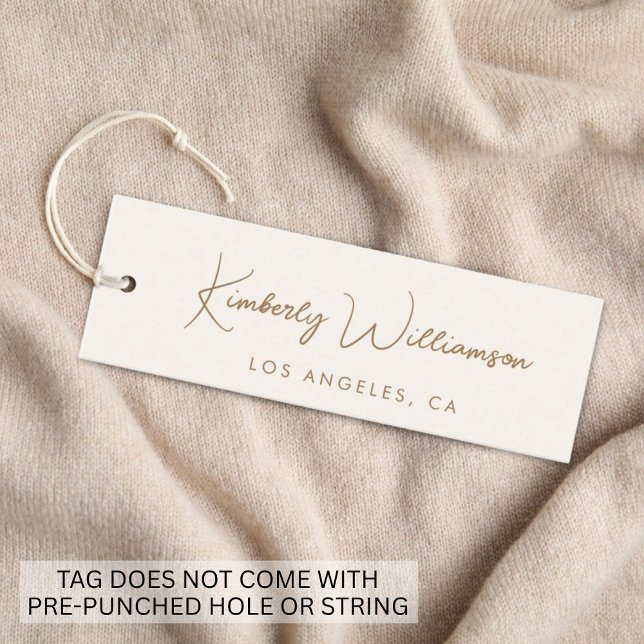 Carte De Visite Mini Chic Gold Signature Script Cream Hang Tag (Empower your name in our signature script as your logo and brand identity)