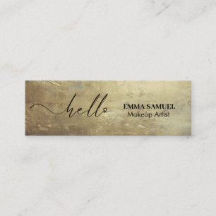 Carte De Visite Mini Chic or Foil Élégant Hello Minimal Calligraphie