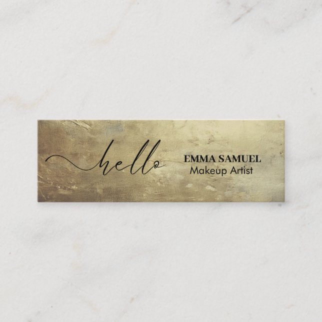 Carte De Visite Mini Chic or Foil Élégant Hello Minimal Calligraphie (Devant)