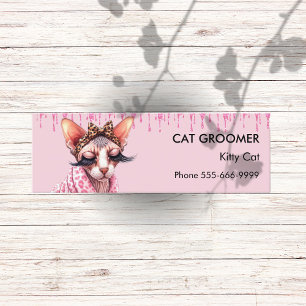 Carte De Visite Mini Chic Sphynx Cat Groomer Parties scintillant rose