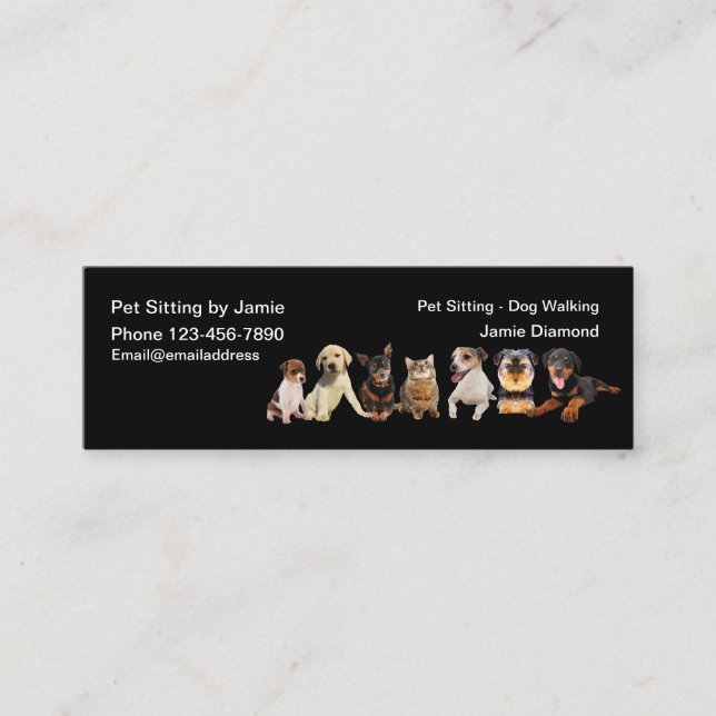 Carte De Visite Mini Chiens et chat de gardien d'animal familier (Devant)