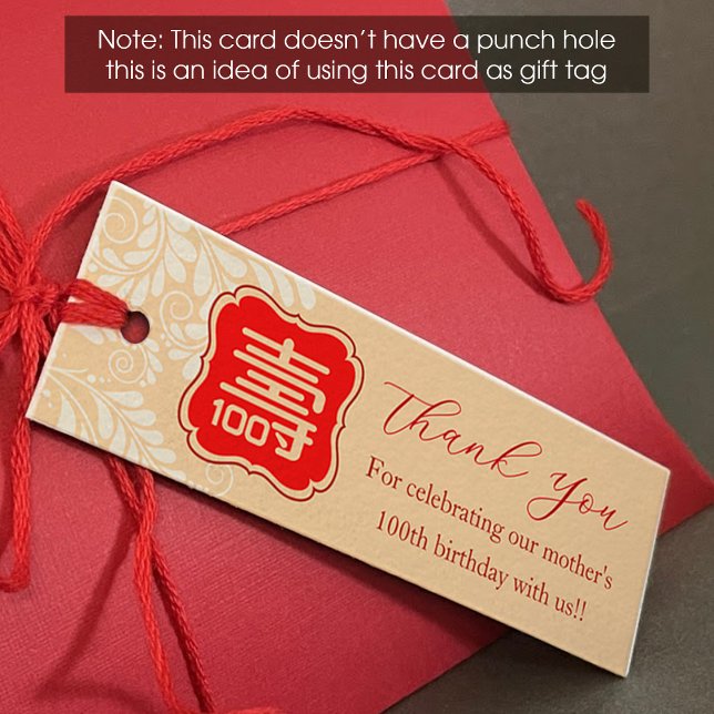 Carte De Visite Mini Chinese "Longevity" Birthday Tag (1x3 inch) (Créateur téléchargé)