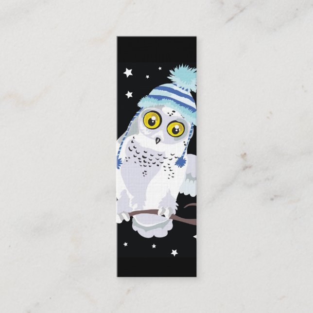 Carte De Visite Mini Chouette à neige avec Signet Casquette (Devant)
