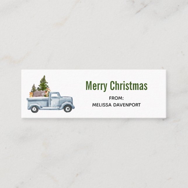 Carte De Visite Mini Christmas Truck Carrying Trees & Animals (Devant)