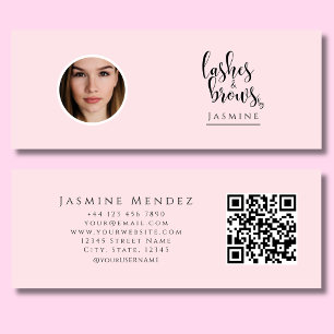 Carte De Visite Mini Cils Et Sourcils Rose Pâle Photo Professionnelle Q