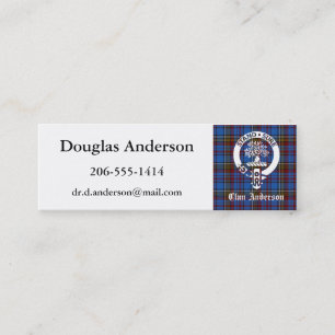 Carte De Visite Mini Clan écossais Anderson Crest & Tartan