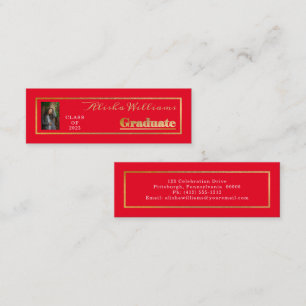 Carte De Visite Mini Classy Elegant Gold Text Graduate Photo