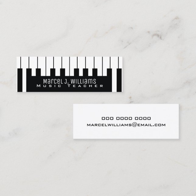 Carte De Visite Mini Clavier de musicien / Piano-Keys Professeur de mus (Devant / Derrière)