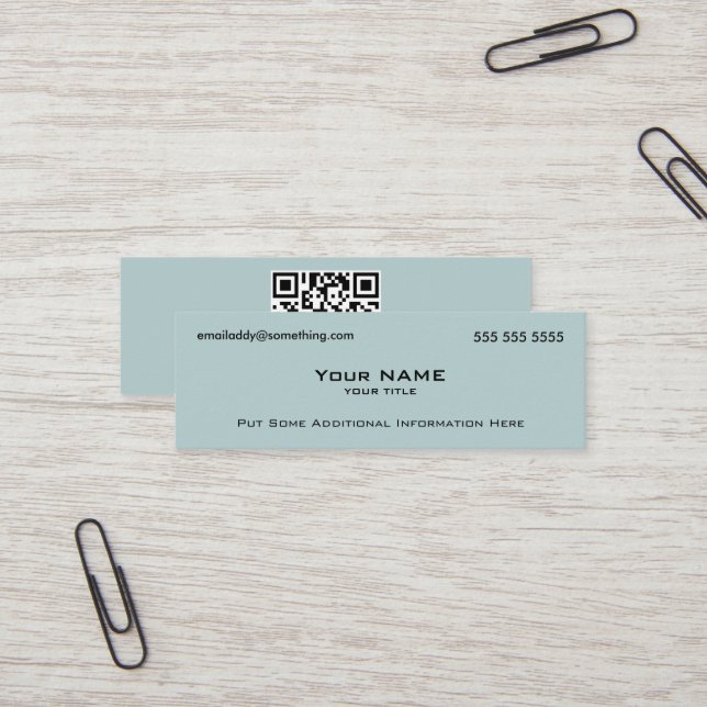 Carte De Visite Mini Code QR bleu moderne (Devant/Arrière en situation)