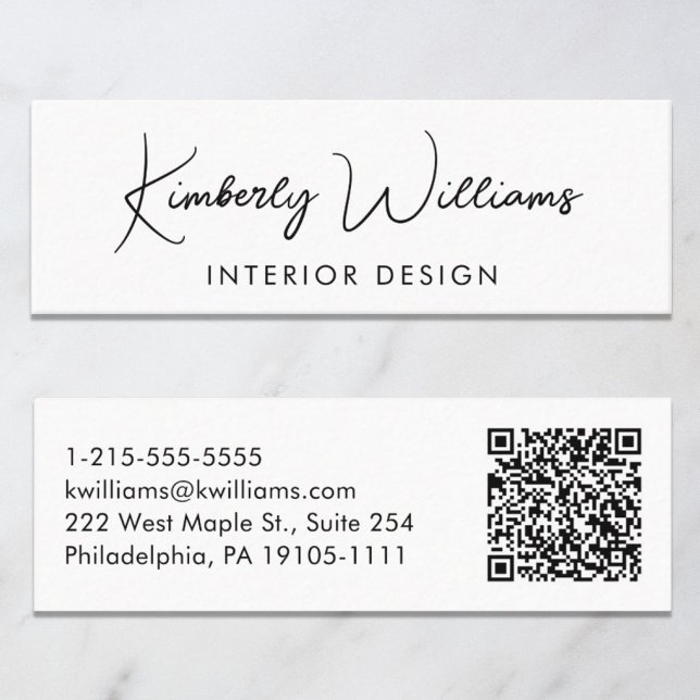 Carte De Visite Mini Code QR de script moderne professionnel (Créateur téléchargé)
