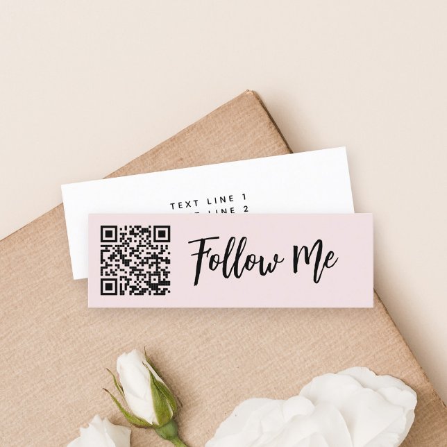 Carte De Visite Mini Code QR Follow Me Professional Business Blush (Créateur téléchargé)